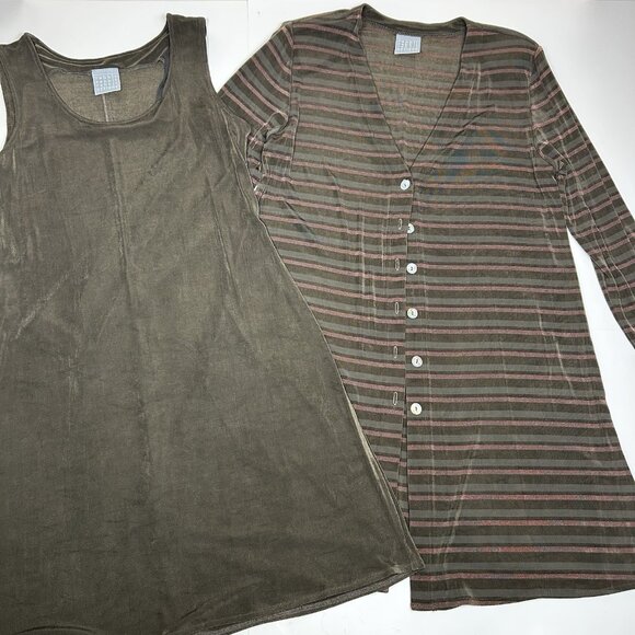 Vtg Rabbit Rabbit Rabbit 2pc Slinky Slip On Dress & Cardigan Set Striped Sz 10M - Picture 3 of 12